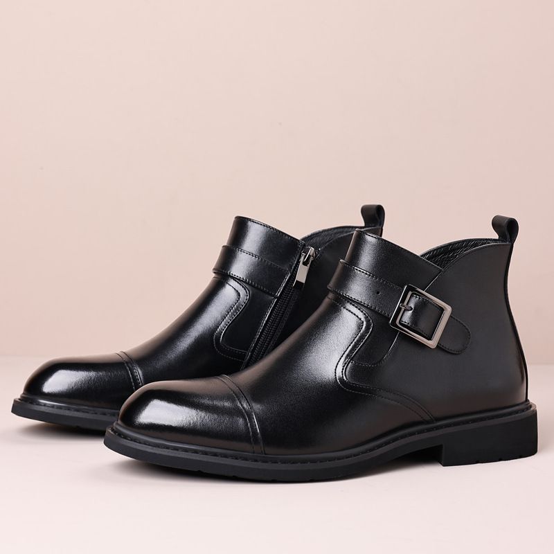 European Warm Series Men Genuine Leather Business Formal Shoes Motorcycle Rider Short British Style Men's Boots_vogvips.com