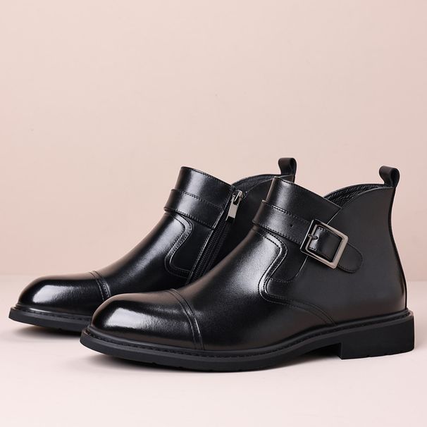 European Warm Series Men Genuine Leather Business Formal Shoes Motorcycle Rider Short British Style Men's Boots_vogvips.com