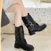 ShouShou Autumn Winter 2025 New Short British Style Chunky Heel Motorcycle Martin Women Thick Sole Mid-Calf Boots_vogvips.com