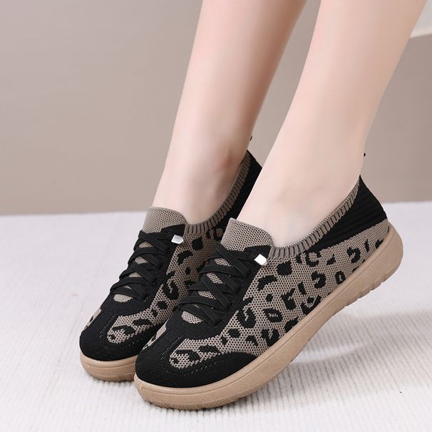 Leopard Print German Training Spring Summer New Meh Single Soft Sole Breathable Caual Women' Slip-On Mom_vogvips.com