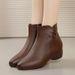 Pointed Toe Short 2025 New Small Heel High Heels Soft Leather Women's Shoes Spring Autumn Thin Martin Boots For Women_vogvips.com