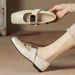 H83-1 Pig Mouth Flat One-Strap Mary Jane Leather Metal Decor Soft Sole Small Fragrance Style Spring Women's Shoes New_vogvips.com