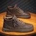 Men's Casual Leather Shoes For Business & Daily Wear - Round Toe, Low Heel, Breathable Mesh Lining, Durable Rubber Sole, Stylish And Comfortable_vogvips.com