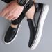 Suitable For All Seasons Spring And Summer Men's Casual Shoes, Slip-On White Genuine Leather Non-Slip Soft Sole Middle-Aged Dad Driving Loafers_vogvips.com