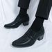 New British Style Height Increasing Pointed Leather Wedge Casual Korean Fashion Men's Trendy Shoes_vogvips.com