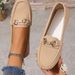 2026 Spring And Autumn New Women's Loafers, Korean Style Round Toe Low Heel With Metal Chain, Casual Outdoor Shoes For_vogvips.com