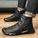 New Leather Spring Men's Shoes High-top Men's Heightening Tooling Martin Boots_vogvips.com