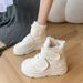 Velcro Snow Boots Women's Thick-soled Heightening Outdoor Short Boots Piled And Thickened Cotton Shoes_vogvips.com