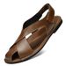 Genuine Leather Summer Casual Shoes, Breathable Cross-border Lightweight Sandals, Outdoor Hiking Men's Hollow Sandals_vogvips.com