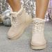 Women's Shoes Autumn/Winter New Style Solid Color Women's Cotton Boots Lace Up Ankle Boots Women's Warm Snow Boots Women's Shoes_vogvips.com