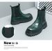 High-end Green Martin British-style Motorcycle Thick-soled Chelsea Men's Short Boots, Height-increasing Slip-on Boots_vogvips.com