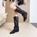 Women's Shoes Chunky Heeled Knee High Boots, New Style, Fashionable High Heeled Pointed Toe, Slouch Leg, Riding Boots, Over The Knee Boots._vogvips.com