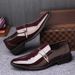 Men's Formal Dress Shoes - Shiny PU Leather Business Oxfords With Waterproof Sole, Comfortable Low-Cut Pointed Toe For Office & Casual Wear_vogvips.com