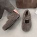 Cameido Furry And Fleece Mary Jane Shoes 2025 Winter Round-Toe Versatile Flat Velcro Cotton Shoes_vogvips.com