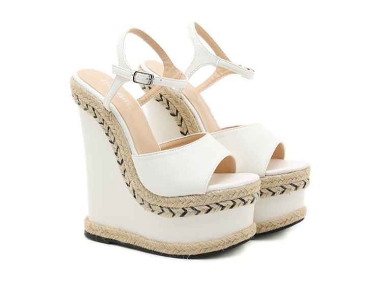 Elegant Straw Wedge Heel Sandals For Women | Summer Platform Espadrille Style With Ankle Strap_vogvips.com