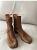 Vintage Leather Horseshoe Split-toed Pig's Trotters Women's Tabi Medium Boots Thick Heel Chelsea High Heel Short Boots Women's Martin Boots_vogvips.com