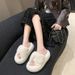 Fashion Fluffy Slippers For Women Non-Slip Indoor Outdoor Home Shoes Autumn Winter New Cross Strap Cozy Portable_vogvips.com