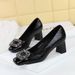 5299-K83 Fashion Party Coarse Women's Color Blocked Square Head Light Mouth Shining Metal Buckle High Heel Single Shoes_vogvips.com