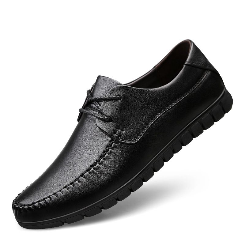 Large Size Men's Casual Leather Shoes Lace-up Casual Shoes Solid Color Men's Shoes_vogvips.com