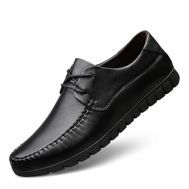 Large Size Men's Casual Leather Shoes Lace-up Casual Shoes Solid Color Men's Shoes_vogvips.com