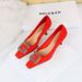 6183-K21 European American Style Banquet High-heeled With Suede Finish, Small Square Toe, Metal Rhinestone G-shaped_vogvips.com