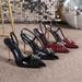 Exclusive Cross-border Sales: Plus-size Women's Fashionable Pointed-toe Backless Ultra-high Heel Sandals With Buckles_vogvips.com