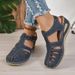 2024 Summer New Cross-Border Plus Size European And American Daily Casual Closed-Toe Mid-Heel Velcro Women's Wedge_vogvips.com