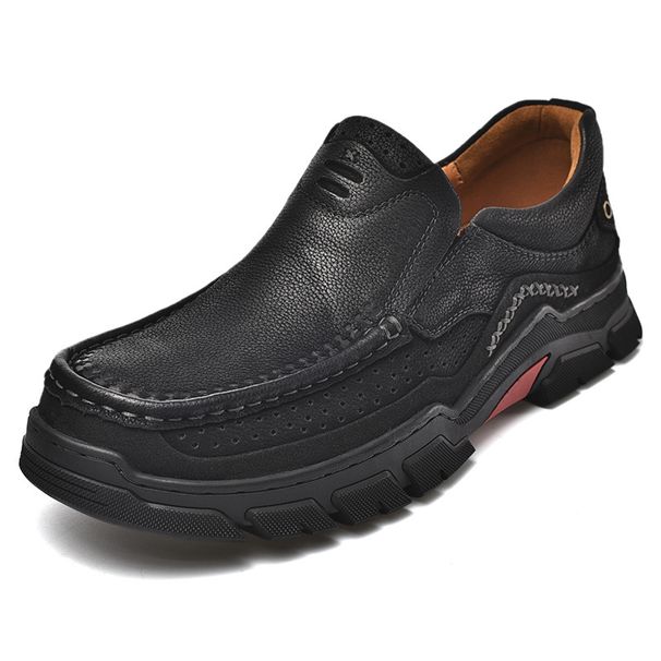 Men's Large-Sized Genuine Leather Anti-Slip Top Layer Cowhide One-Foot Men's Leather Shoes, Dad's Shoes, Wear-Resistant_vogvips.com