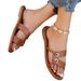 2025 Cross-Border Foreign Trade Large Size Flat Heel For Women, European And American Fashion One-Strap Beach Sandals_vogvips.com