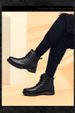Men's Medium Tube Martin Boots, Irst Layer Large Size Trendy Men's Leather Boots, Thick Sole Heightening High-top Tooling Shoes_vogvips.com