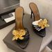 Women's Metallic Flower Stiletto Heels Sandals Black Open Toe Casual Slippers Multi-Color Spring Summer Outdoor Wear_vogvips.com