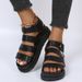 plus Size Women's Platform Sandals round Toe Leather Upper Roman Style One Strap Sandals_vogvips.com