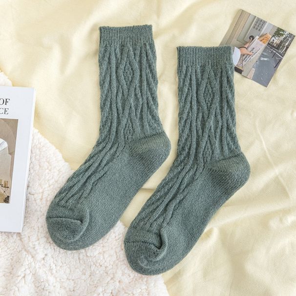 Soft & Warm Wool Blend Socks For Men And Women - Mid-Crew Cotton Knit Socks With Ribbed Design - Cozy & Breathable For All Seasons_vogvips.com