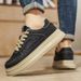 Men's Fashion Leather Extra Thick Sole Height Increasing Board Shoes Lace Up Comfortable Casual Sneakers For Men Autumn Winter_vogvips.com