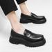 Fashion Loafers Shoes For Men And Teenagers, Thick Soled Height Increasing Shoes, Black Fashionable Men's Casual Leather Shoes For All Seasons_vogvips.com