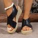 Women’s Shoes Summer New Cross Strap Rope Wedge Heel Roman Sandals Women's Thick Bottom Fish Mouth Large Size Beach Sandals_vogvips.com