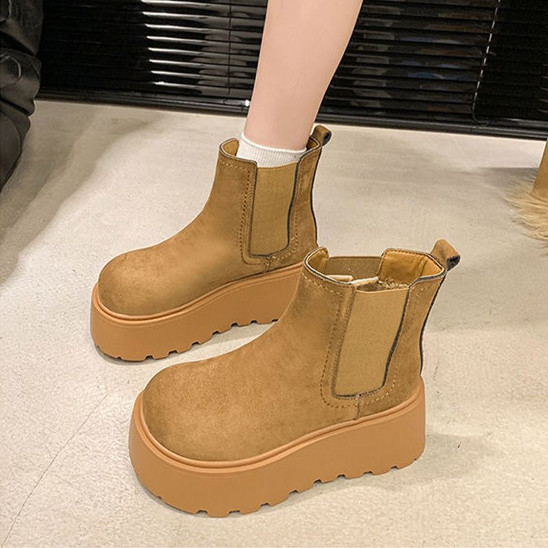 Thick-soled, Fleece And Thickened Ankle Boots 2025 Winter New Style Thick-soled Burken_vogvips.com