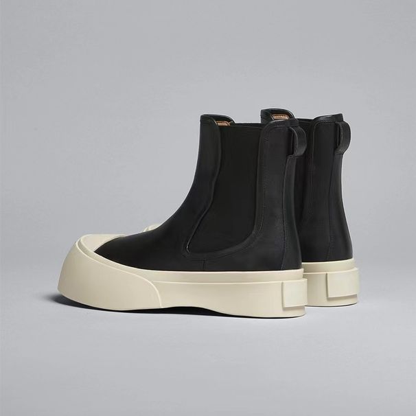 Women's Shoes New High Top Boots Mona Same Style Big Head Thick Bottom Short Boots Women's Genuine Leather Martin Boots Cigarette Boots_vogvips.com