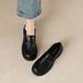 Fleece Loafers Women's Thick-soled Warm Black One-pedal Small Leather Shoes Thick-heeled Single Shoes Women_vogvips.com