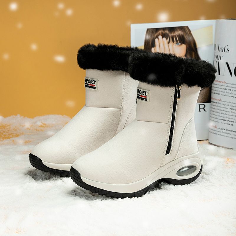 Winter Snow Boots Ladies Platform Tall Boots Flat Bottom Quality Warm Black New Ladies Lace Up Comfortable Leather Womens Boots_vogvips.com