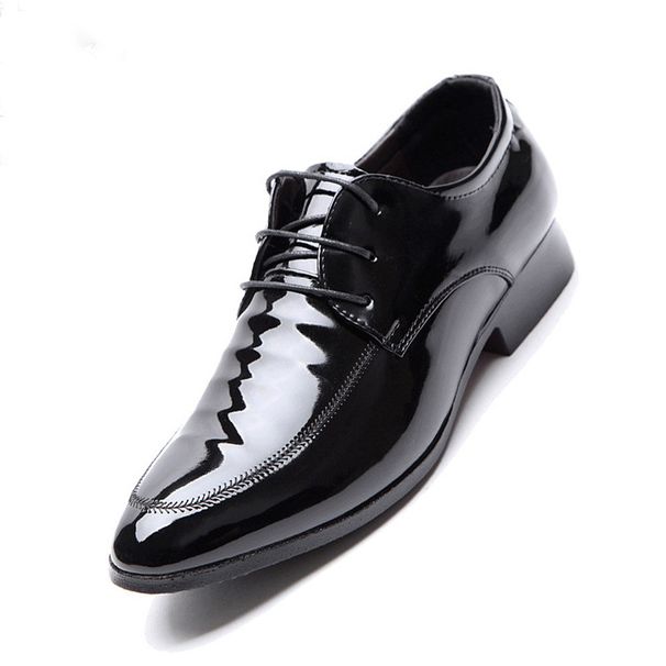 Men's Business Formal Dress Shoes - Shiny Oxford Lace-Up Shoes For Office & Casual Wear - Breathable & Cushioned Sole (Black, Sizes 38-44)_vogvips.com