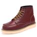 Men's Classic Martin Boots - Vintage Work Boots For Outdoor & Casual Wear - Slip-Resistant Rubber Sole - Mid-Calf Height - Brown/Black/Burgundy_vogvips.com