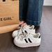 Women's Lightweight Leather Training Shoes With Mesh Lining, Round Toe, Low Heel, Solid Color, Spring Summer Breathable Casual Footwear_vogvips.com