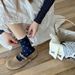 Songmu Light Retro Navy Blue "bow Knot Korean Socks Women's Mid Tube Socks Designer Pure Cotton Socks_vogvips.com