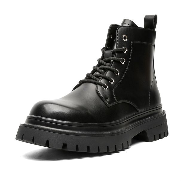 Lace-up Retro Tooling Boots Thick-soled Heightening Short Boots Martin Boots Men_vogvips.com