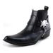 European Warm Series British Fashion Men's Denim Slip-On Short Autumn Winter Trend European Version Pointed Toe Martin Boots_vogvips.com