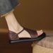 Genuine Soft Leather Sandals For Women, 2026 Summer New Style, Flat-soled, Velcro Closure, Casual Open-toe Soft-soled_vogvips.com