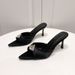 Plus Size Satin High Heels Women's Stiletto Pointed Toe Rhinestone Embellished Summer Designer Fashion European American Style Versatile Slippers_vogvips.com