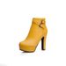 Autumn/Winter New Style Short Boots With High Heels, Waterproof Platform, Leather Buckle, European Style, Simple And Fashionable, Martin Boots_vogvips.com