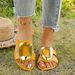 Women's Casual Versatile Flat For Foreign Trade, 2026 New Korean Style Fashion Metal Buckle One-strap Beach Sandals_vogvips.com